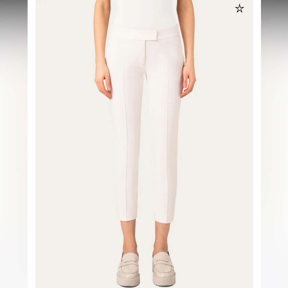 AKRIS PUNTO Frankie Slim Trousers Ivory White Size 2 – Tailored Stretch Pants